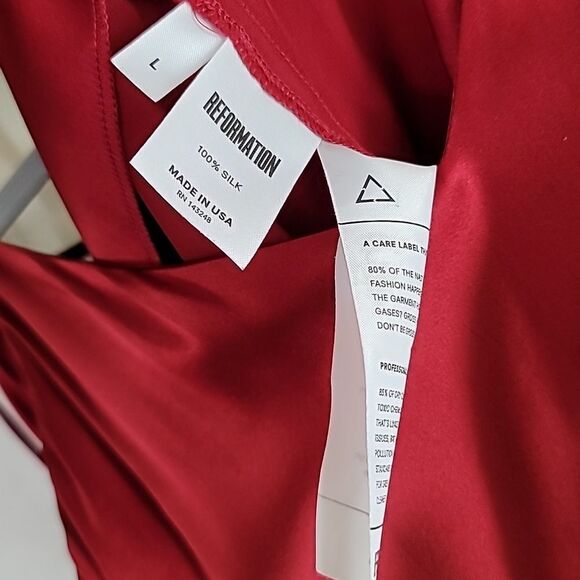 Reformation 100% Silk Red Spagetti Tie ShoulderMaxi Slip Dress - Picture 8 of 8